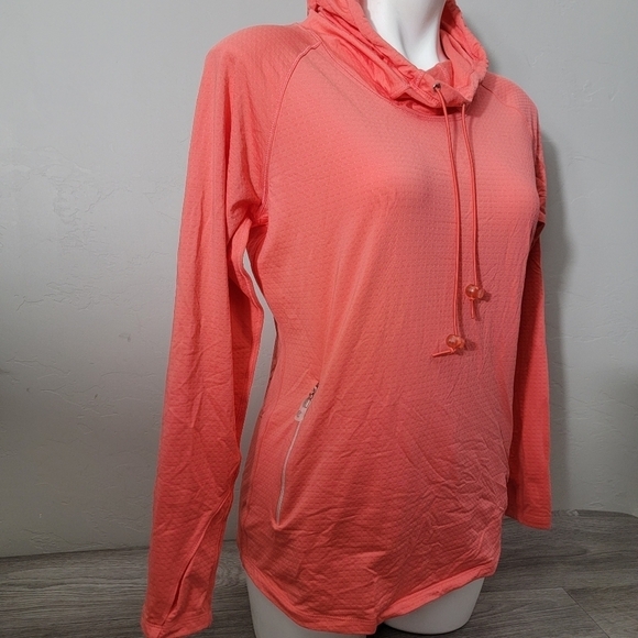 Bette & Court Orange Top Hoodie M Pullover Adjustable Zip Pockets Golfing Active - Picture 9 of 13